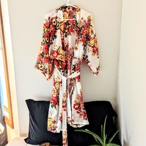 Floral Silk Kimono Robe